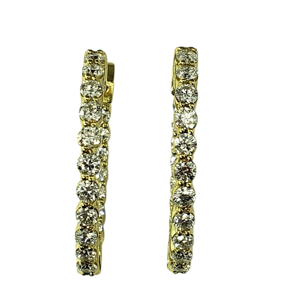 18 Karat Yellow and Diamond Inside Out Hoop Earrings #22266